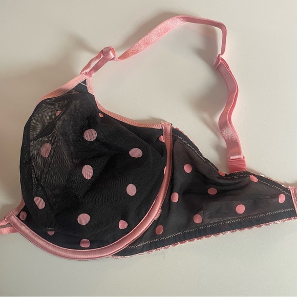 New! Victoria's Secret Bra Polka Dot Unlined Demi Mesh Sexy Sheer 20046 - Picture 4 of 7